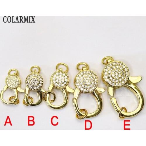10pcs Multi SIZE Lobster clasp pendants MIX COLORS zircon accessories zircon clasp charm for jewelry making 9682