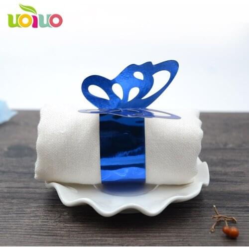 Big Heart Love 10pcs Party Favors Wedding Holder Laser Cut Butterfly Paper Napkin Ring For Wedding Decoration