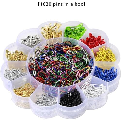 1020pcs Colorful Safety Pins DIY Sewing Tools Stainless Steel Needles Large Safety Pin Small Brooch Apparel Accessories