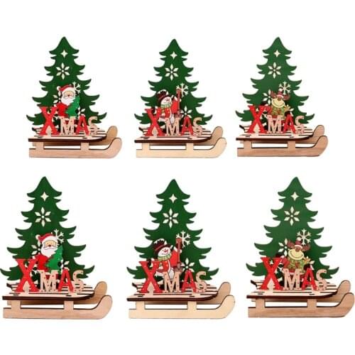 28EC Desktop Decoration Wooden Puzzle for Household Home Decor Xmas Ornament Party Gift Santa Claus/Snowman/Reindeer Blocks