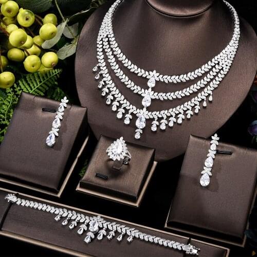 Brand Famous Brand 4PC Yellow CZ Luxury African Jewelry Set For Women Wedding Party Zircon Crystal Dubai Bridal Jewelry Set Gift