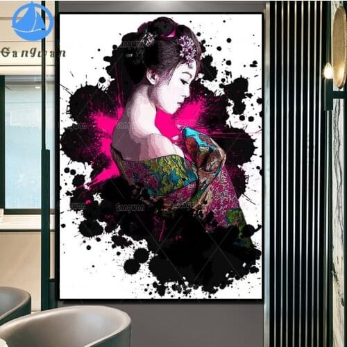 5D Diamond Painting abstract Japanese woman Rhinestone Pictures DIY Diamond Embroidery Mosaic Full Drill new arrival girl Decor