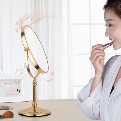 Hotel Bathroom Accessory Luxury Gold Color Brass 8" Free-Standing Swing Arm 2-Sided Magnifying Mirror aba641