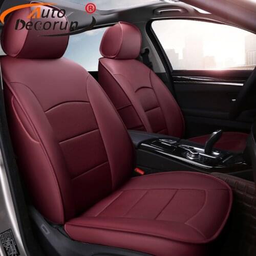 AutoDecorun Perforated Leather Seat Cushion for Dodge Avenger Seat Covers 2008-2011 Accessories Cowhide Car Protectors 14PCS/Set
