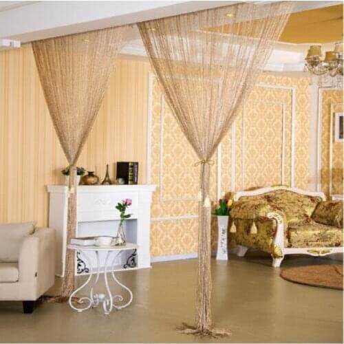 Shiny Tassel Silver Line String Curtain 300*290cm&100x200cm Fashion Valance Living Room Divider Wedding DIY Home Decoration 20