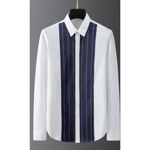 Brand Striped Shirs Men Long Sleeve Slim Fit Streetwear Shirts Male Business Formal Dress Shirt High-quality Social Men Clothing