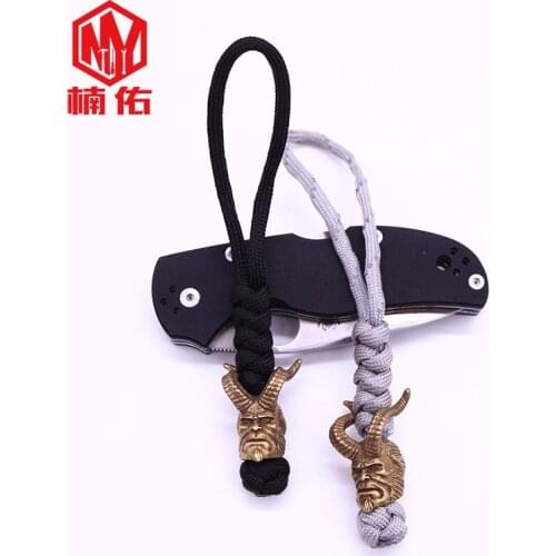 1PC Hellboy Retro Brass Copper Oxide EDC Hand-woven Paracord Beads Umbrella Rope Cord Lanyard Pendants Knife Beads Accessories
