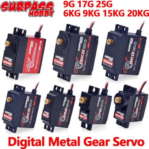 SURPASS Hobby Digital Servo 9G 17G 25G 6KG 9KG 15KG 20kg Metal Gear Servo for 1/8 1/10 RC Car Boat Duct Plane Airplane Robot
