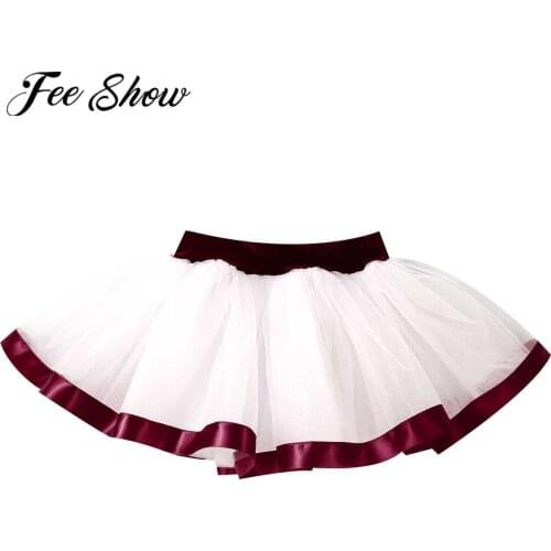 Kids Girls Tutu Skirt Satin Lace Around Hem Pleated Tulle Skirts Girls Dance Ballet Gymnastics Leotard Skirt Dancewear