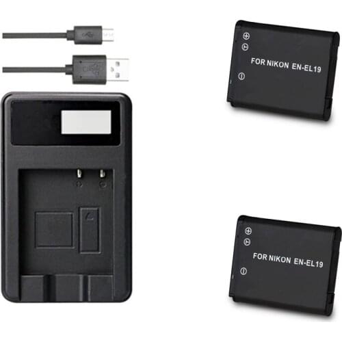 EN-EL19 ENEL19 EL19 Battery+USB Charger for Nikon Coolpix S32 S33 S100 S2500 S2750 S3100 S3200 S4200 S4300 S4400 S6400 S6500