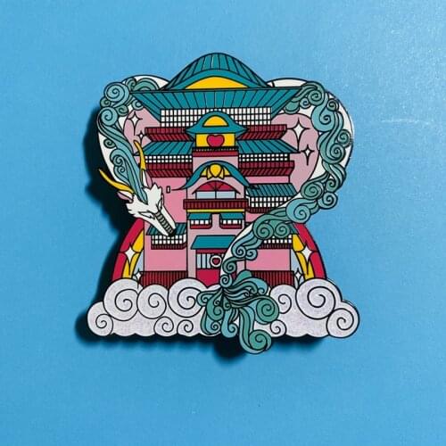 Haku Dragon Wrapped Around the Bathhouse Brooch Pins Enamel Metal Badges Lapel Pin Brooches Jeans Fashion Jewelry Accessories