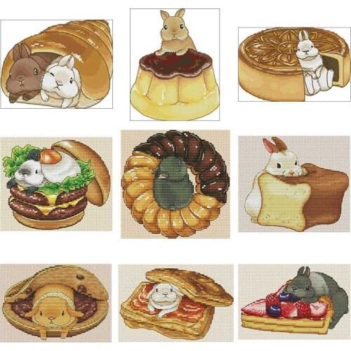 Gourmet Rabbit Series patterns Counted Cross Stitch 11CT 14CT DIY Cross Stitch Kits Embroidery Needlework Sets