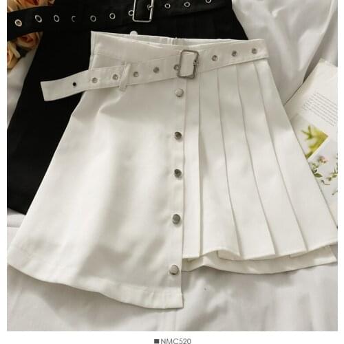 Summer Womens Skirt Korean Style Solid Color Irregular Lace High Waist Pleated Skirt New All-match Female Skirt DE168