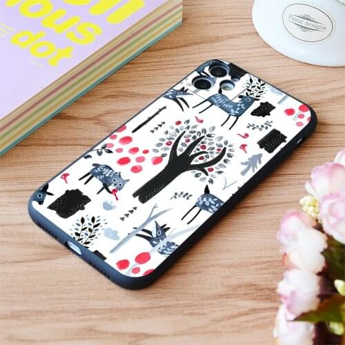 For iPhone Frosted Forest Print Soft Matt Apple iPhone Case 6 7 8 11 12 Plus Pro X XR XS MAX SE