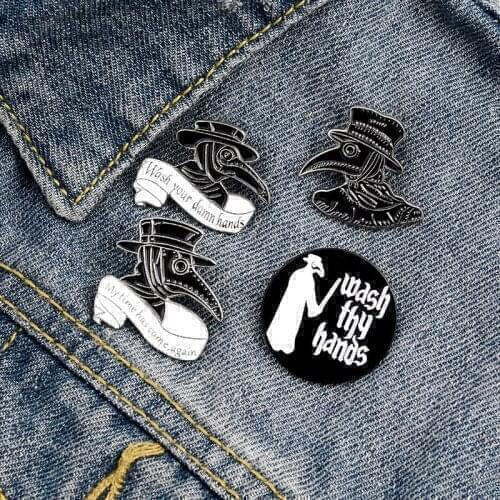 Plague Doctor Cosplay Costume Metal Badge Pin Alloy Brooch Accessories Props