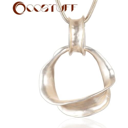 Trendy Womens Long Chain Jewelry Necklace With Geometric Pendants Fashion Female Unusual Neck Decoration Suspension Accessories