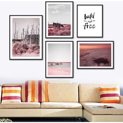 Sea Sand Cloud Trunk Grass Bridge Quotes Wall Art Canvas Painting Nordic Posters And Prints Wall Pictures For Living Room Decor