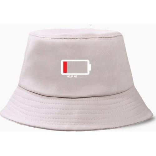 Men Women Low Battery Bucket Hat Hip Hop Fisherman Panama Hats Outdoor Summer Casual Visor Bucket Cap Chapeau Sun Prevent Caps