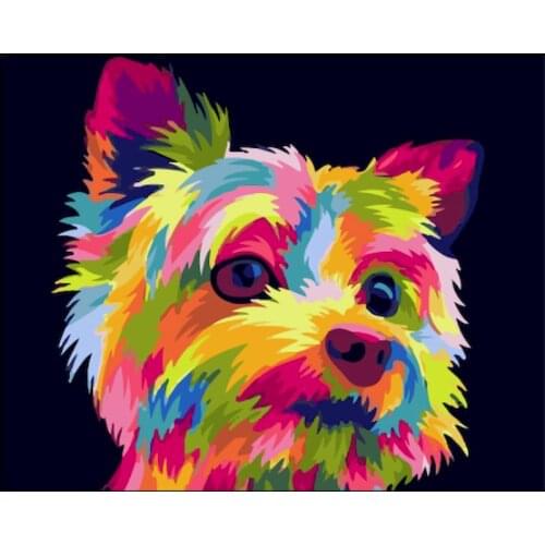 GATYZTORY Frameless Colorful Dog Animals DIY Painting By Numbers Kit Modern Wall Art Picture Canvas Painting For Home Decor
