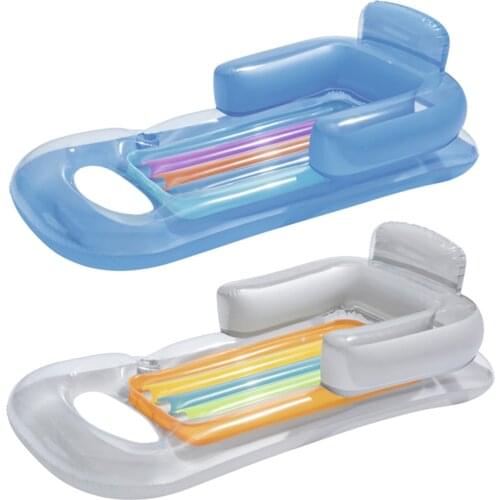 Inflatable Floating Row Summer Beach Swimming Air Mattress Pool Bed Recliner with Drink Holder Chaise Lounge for Water Party