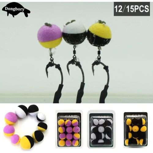 15PCS Floating Fishing Boilies Carp Bait Bubble Balls Twin Color Fishing Bait Hair Rig Foam Boilies Fishing Lure for Ronnie Rigs