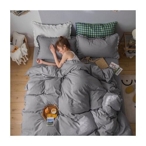 NEW Classic Simple Solid Color Bedding Sets King Queen Full Twin size Pure Duvet Cover Flat Sheet pillowcase(s) set 3/4PCs