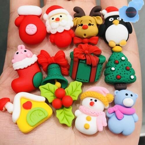 New 50pcs Wholesale Resin Christmas Series Garden Shoe Decorations Shoes Accessories Fit DIY Croc Jibz Charm Backpack