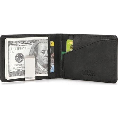 New Fashion Mens Leather Money Clips Wallet Multifunctional Thin Man Card Purses Women Metal Clamp For Money Cash Holder