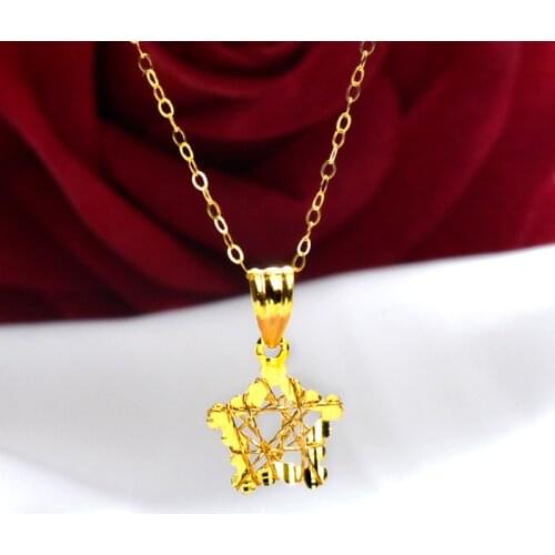 NYMPH Real 18K Gold Necklace Pendant Pure AU750 Chain Hollow Romantic Five-pointed star Pendant for Women Wedding Fine Jewelry X