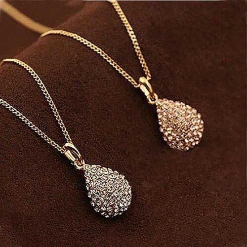 Necklace Shiny Adjustable Women Waterdrop Shape Rhinestone Pendant Chain for Travel Party Necklace Water Drop Bohemia Link Chain