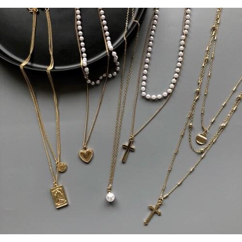 Fashion punk multi-layered Chain necklace New Style Female metal pendant necklace for women Jewelry girl party gift hot selling