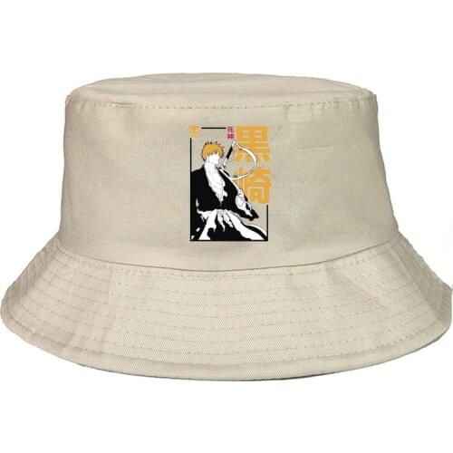 Panama Bucket Hat Men Women Summer Kurosaki ichigo cartoon Bucket Cap bob Hat Hip Hop Fishing Fisherman Hat girl boy
