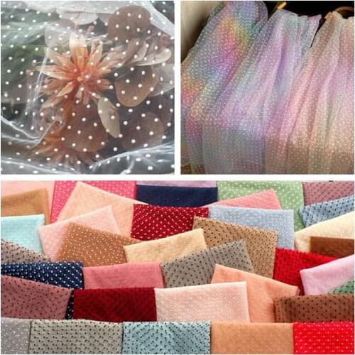 5Meters/Lot Red Sewing Fabric Tutu Dot Point Mesh Fabric Flocked Mesh Fabric Tulle Skirt Mesh Fabric For Woman Blouse And Dress