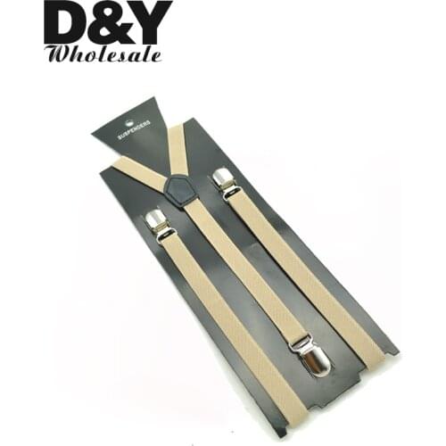 Women MenS Shirt Suspenders For Trousers Pants Holder Straps 1.5cm wide beige 3 Clip-on Elastic Braces Slim Y-back gallus Gift