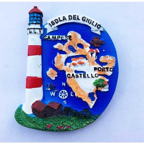 QIQIPP Italy Giglio creative lighthouse map tourist souvenir magnetic sticker refrigerator sticker collection companion gift