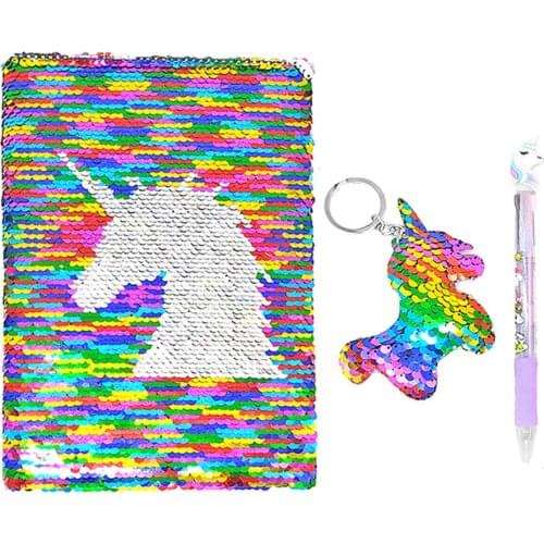 Luxury Unicorn School Writting Notebook Exquisite Double-sided Sequins Diary Book Journaling Book Set Student Children Gifts