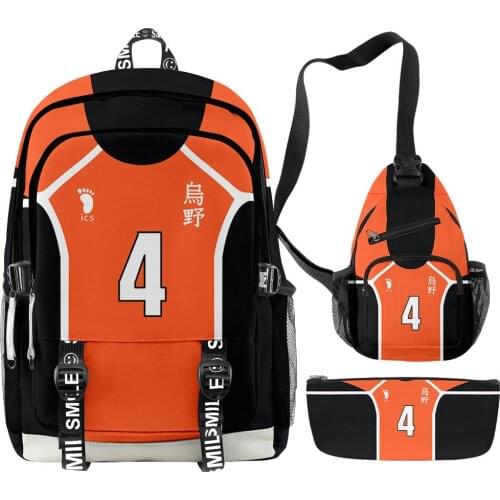 Women Men 3d Printed Haikyuu Backpack Student Zipper Shoulder Bag School Backbags Volleyball Teen College Bags with USB