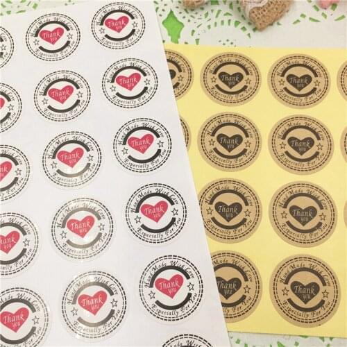 Self-adhesive Paper Sticker Red Heart Round Retro Style Gift Present Paper Stickers Label No Glue Sealed Five Star 600Pcs/Lot