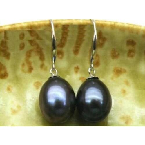 NEW HUGE PERFECT 11-12MM AAA++ SOUTH SEA BLACK PEARL DANGLE EARRING 14K/20 WHITE GO