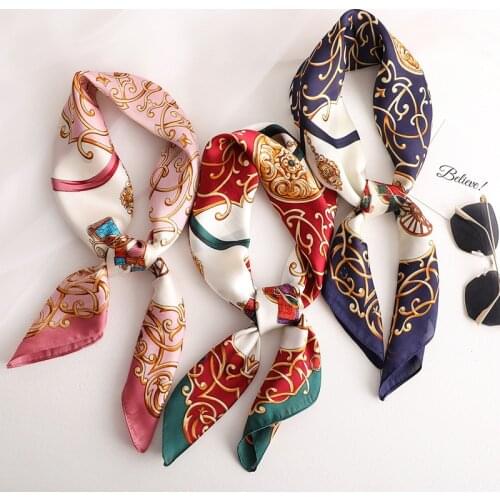 2021 Silk Scarf Hair Band Lady Print Bag Scarves Fashion Shawl and Wraps Women Bandana Headband Female Kerchief Hijab Foulard