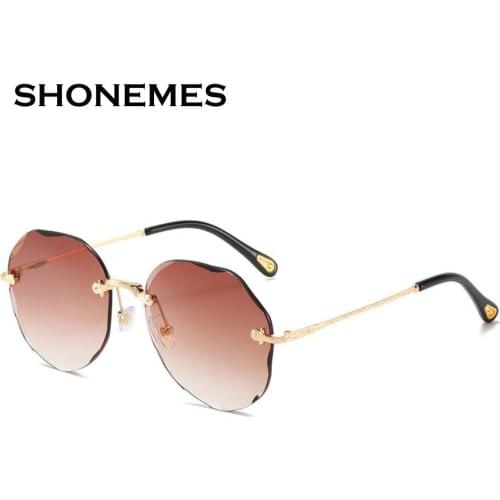 New Gradient Sunglasses Women Rimless Shades Vintage Diamond Ladies Sun Glasses UV400 Outdoor Ocean Sunglasses