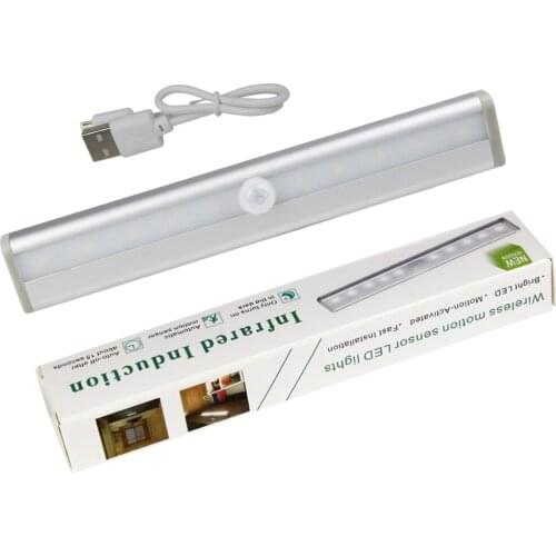 USB RechargeableSensor Lights Cabinet Light 10 LED 5V Wireless Sensor Lights Motion Sensor Lamp Stick-on Magnetic Home Lighting