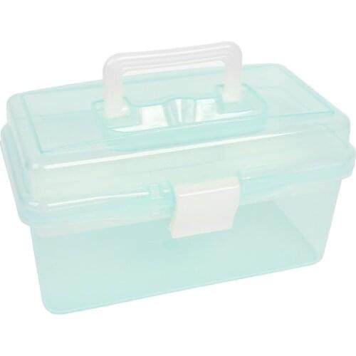 Uxcell Clear Turquoise White Plastic Tray 2 Compartment Tool Storage Box Case