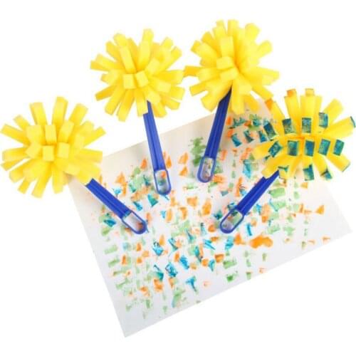 Yellow Sponge Brush Seal Sponge Paint Brush Original Plastic Handle Childrens Painting Graffiti Kids Drawing Toys 1PCS