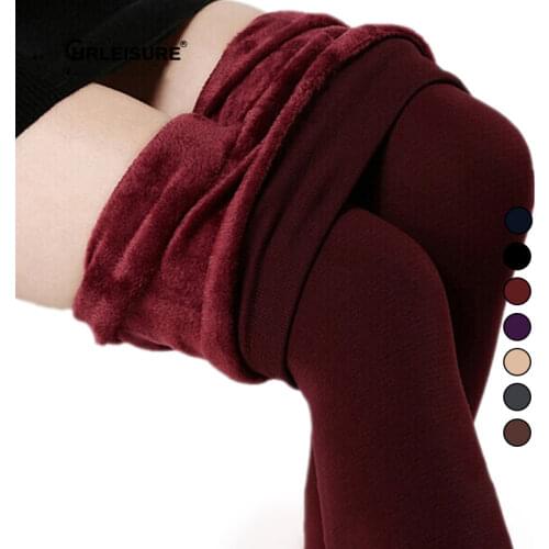 8 Colors S-XL Winter Plus Cashmere Leggings Woman Casual Warm Big Size Faux Velvet Knitted Thick Slim Super Elastic Leggings
