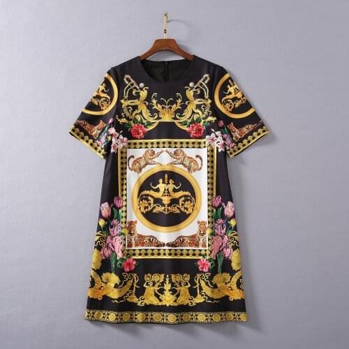 2021 Spring Free Shipping Beads Dress Above Knee Black Pink Crew Neck Short Sleeve Empire Womens Clothes SH