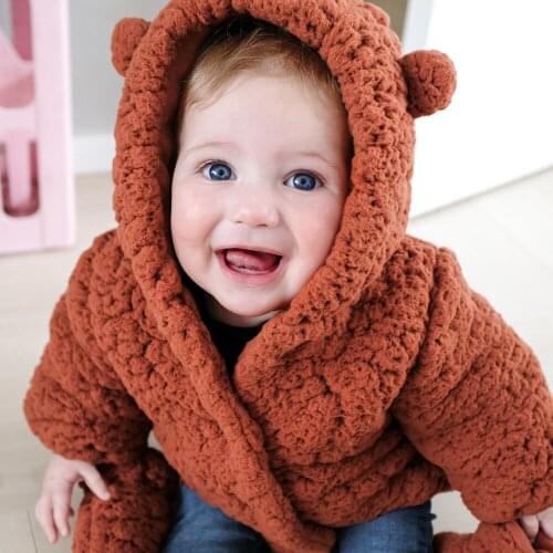 Winter Baby Girl Boy Warm Thicken Lambswoolcoat Newborn Toddler Long Sleeve Hooded Jacket Kid Solid Color Plush Coat 2021