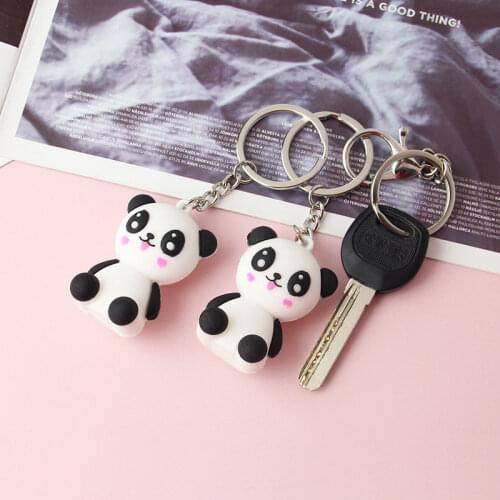 1pc Cartoon Panda Key Chain Doll Key Ring Gift For Women Girls Bag Pendant Figure Charms Key Chains Jewelry