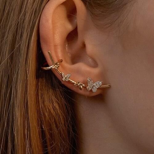 1PC Korean Elegant Cute Rhinestone Butterfly Stud Earrings For Women Girls Fashion Metal Crystal Boucle D'oreille Jewelry Gifts