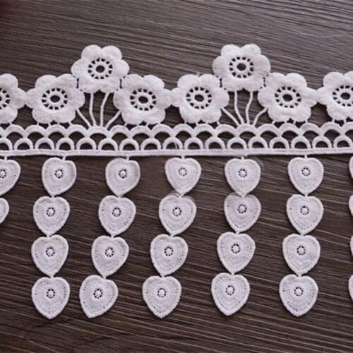 1Yard High Quality Polyester White Tassel Dangling Fringe Lace Trims For DIY Sewing Craft 13cm Width